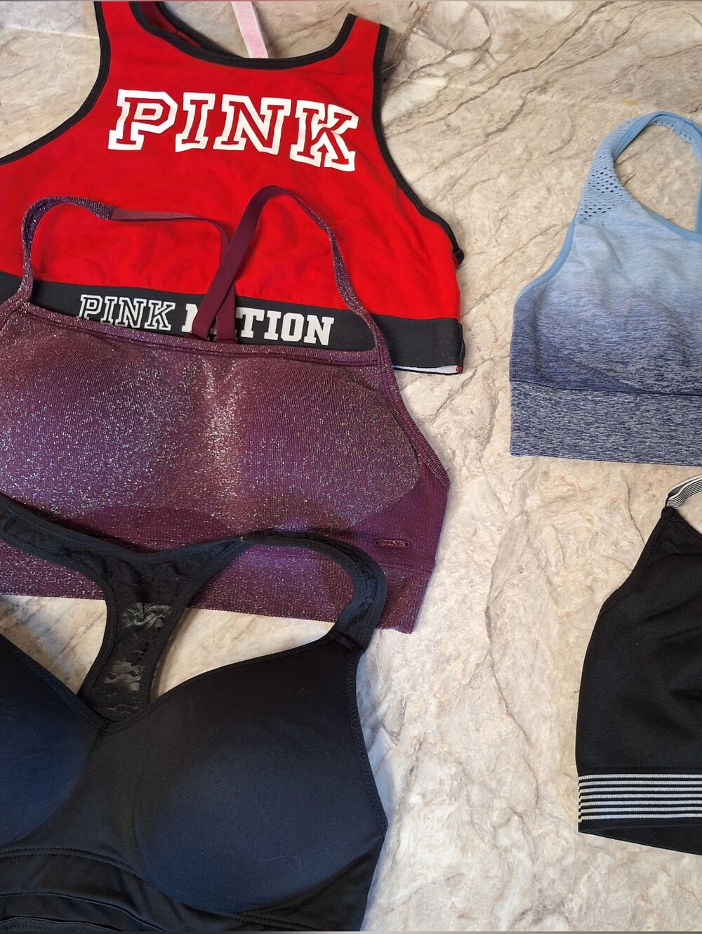 PINK Victoria's Secret Sports Bra Set — Red, Black, Purple & Blue
